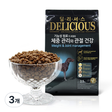 펫컴 강아지 딜리셔스 기능성 사료, 피부/피모+알러지, 2.5kg, 3개