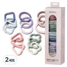 마더케이 유아용 베이직 고리 치발기 30p, 세모 + 클로버 + 네모 + 동그라미 + 타원, 혼합색상, 2세트