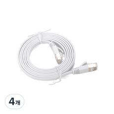 기가비트 플랫 UTP 인터넷 연결 랜 케이블 CAT7 SSTP 10Gbps 7m, 화이트, 4개