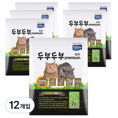 테비토퍼 응고형 두부두부 프리미엄 고양이 모래, 7L, 12개, 녹차