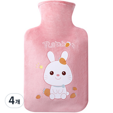 쿼르디 보온 물주머니 핸드워머 래빗 핑크 2000ml, 4개