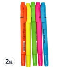 Pentel 飛龍文具 雙頭螢光筆 SLW11-5T 水性 5色 5支, 2組