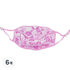구리원사 자외선차단 2단 턱받침 꽃무늬 마스크 T4, 1개입, 6개, 핑크