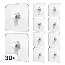 comet 家用免釘相框時鐘黏貼式掛鉤, 透明色, 30個