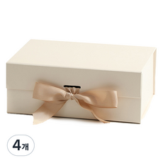 Joinmade 禮物包裝緞帶禮品盒 3號, 米色, 4個