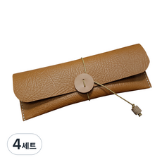 더보테가 핸드메이드 가죽 필통 + 펜슬캡 세트 각인 무, 버팔로 엠보 탄, 4세트