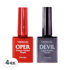 VIEWGEL 指甲油套組, Oppa Top Gel+Devil Top Gel, 4組, 20ml