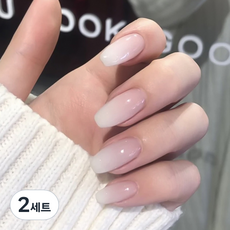 바르나 시럽 누드 웨딩 붙이는 네일팁 세트 A타입, 혼합색상, 2개