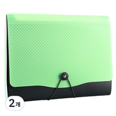 로타 2in1 13포켓 아코디언 덮개형 파일 클립보드, 그린, 2개