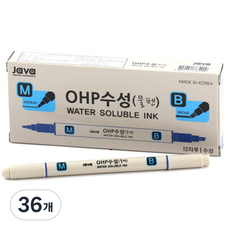 자바펜 OHP수성펜 M앤B, 파랑, 36개