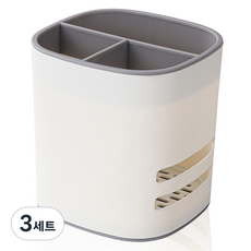 Igeonpick 壁掛式餐具筒 + 黏貼式掛鉤組, 3個, 灰色