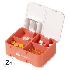 Rich Ssalbong 可愛迷你星期藥盒 紅粉色 8.5 x 6.36 x 3.4 cm, 2個