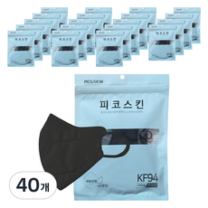 피코스킨 참조은 2D 마스크 중형 성인용 KF94, 블랙, 40개, 5개입