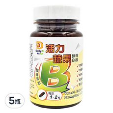 Daily.H 天天水漾 活力蔬果酵母B群 5瓶 30顆 88種蔬果酵素 法國啤酒酵母