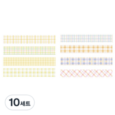 格紋圖案彩色紙膠帶 20mm x 2m 4入組, 10套, 03 檸檬,鹽之花