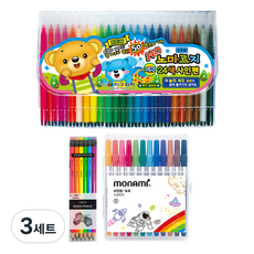 地球化學 不暈染簽字筆 24色 + Tukovi Coma 三角橡皮擦鉛筆 TC-208 B 6款 x 2入 + Monami 超級簽字筆 12色組, 混合色, 3套