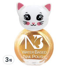 엔비베베 냥냥이 유아 매니큐어, 16 블링골드, 3개