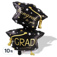 졸업축하 이중 학사모 풍선, 10개, 블랙