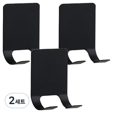 Luino Live 不鏽鋼免打孔刮鬍刀架 黑色 4.5 x 6 cm 3入 + 黏性貼紙組, 2套