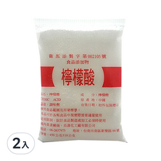 壽生 食品級檸檬酸450g*2包 - 天然無添加，適用於烹飪調味、清潔除臭，廚房清潔好幫手, 450g
