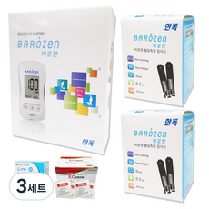 바로잰 혈당측정기 + 시험지 100p + 일회용 수동 랜싯 100p + 알콜스왑 100p 세트, 3세트, GM01IAC(혈당측정기)