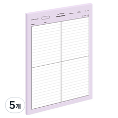 뮤니드 서브젝트 세로 4분할 라인 노트패드 B5, 퍼플, 5개, 50매