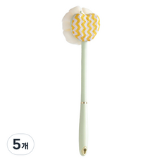 째째마켓 양면 긴손잡이 목욕브러쉬 샤워볼 + 때밀이 HDT-1, 그린, 5개, 1개입