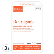 Natural Cotton Reorganic 衛生棉 護墊, 3個, 加長, 26入