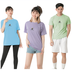 MI MI LEO 高透氣吸排T恤3件組 台灣製 D22, 淡紫色 + 水藍色 + 牛油果綠