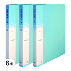 마이다스 40매 칼라 링 클리어파일 인덱스 A4, 하늘색, 6개