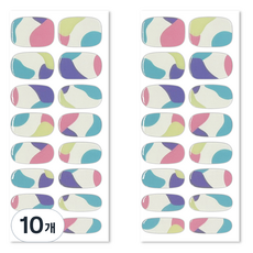 Bellancy 真實凝膠美甲貼 基本款美甲貼紙 16片, 多彩雲朵, 10個