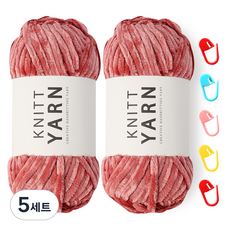 니뜨 허니 벨벳실 100g x 2p + 단수링 5p 세트, 코랄핑크 + 랜덤 발송, 5세트