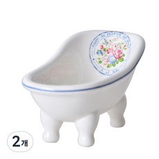 陶瓷法式花卉浴室肥皂架, 2個, 藍色皂香