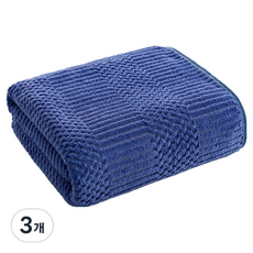 디어까사 부드러운 스트라이프 샤워 바스타올 대형 70 x 140 cm, 엠보 딥블루, 3개