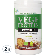 내추럴코스바이오 유기농 식물성 단백질 쉐이크 파우더 바나나, 500g, 2개