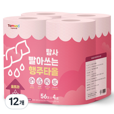 Tamsaa 可水洗厚衛生紙巾 高級款 粉色, 56張, 12捲