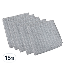 씨오브비 대형 체크 스타일 주방 행주 라이트그레이, 15개