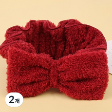 Acoda Company蝴蝶結洗臉髮帶, 酒紅色, 2個