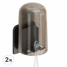 Yunco 漱口杯浴室牙刷架, 2個, 黑色