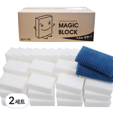 BASF 매직블럭 대형40p + 고리 망사 수세미 2p 세트, 2세트