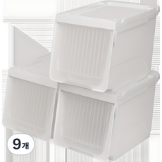 AllULiving 滑蓋式加高型收納箱 透明窗, 9個, 白色 + 不透明門