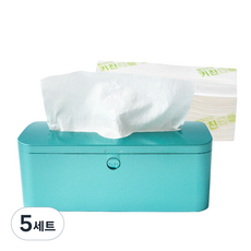 抽取式廚房紙巾+紙巾盒, 綠色, 100張, 5組