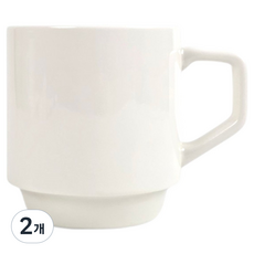 차곡차곡 쌓는 백자 유광 머그컵 500ml, 화이트, 2개 화이트, 2개