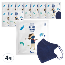 블루본 아이노우 컬러마스크 새부리형 소형, 10매, 4개, 네이비