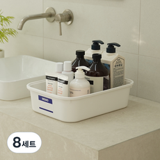 가쯔 국내 제조 멀티 팬트리 수납 정리함 + 뚜껑 + 스티커 세트, 화이트, 8세트