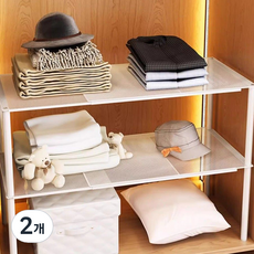 生活共感 網格隔板 長度可調 衣櫃整理架 託盤 大型, 2個, 白色