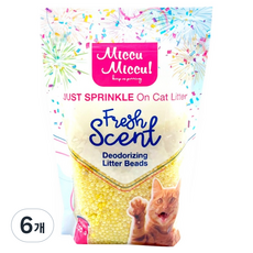 미큐 프레쉬씬 디오더라이징 고양이 화장실 오더컨트롤 비즈, 300g, 6개, 레몬