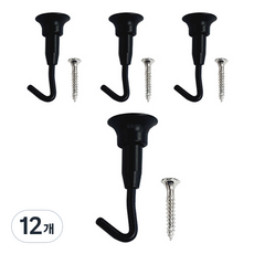 선반나라 천장 훅, 블랙, 12개