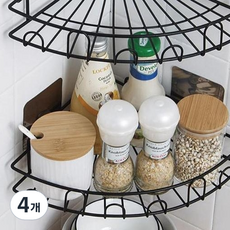Zemi World 浴室廚房掛勾掛勾角落置物架, 黑色, 4個