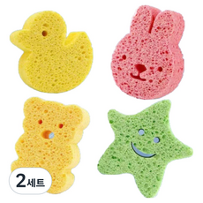 헤오르 캐릭터 바디 샤워 스펀지 4종 세트, 혼합색상, 4개입, 2세트